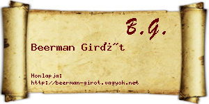 Beerman Girót névjegykártya